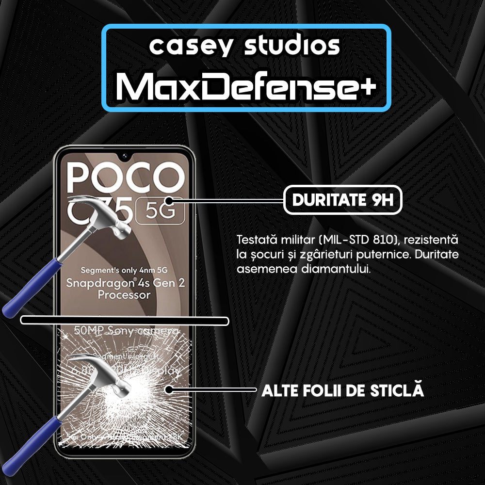 Folie Sticla MaxDefense+ - Xiaomi Poco C75 5G - Negru
