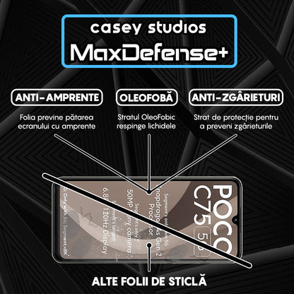 Folie Sticla MaxDefense+ - Xiaomi Poco C75 5G - Negru