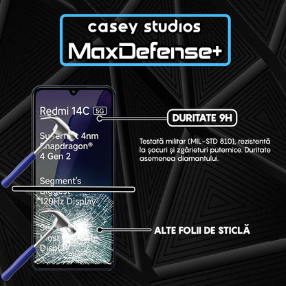 Folie Sticla MaxDefense+ - Xiaomi Redmi 14C 5G - Negru