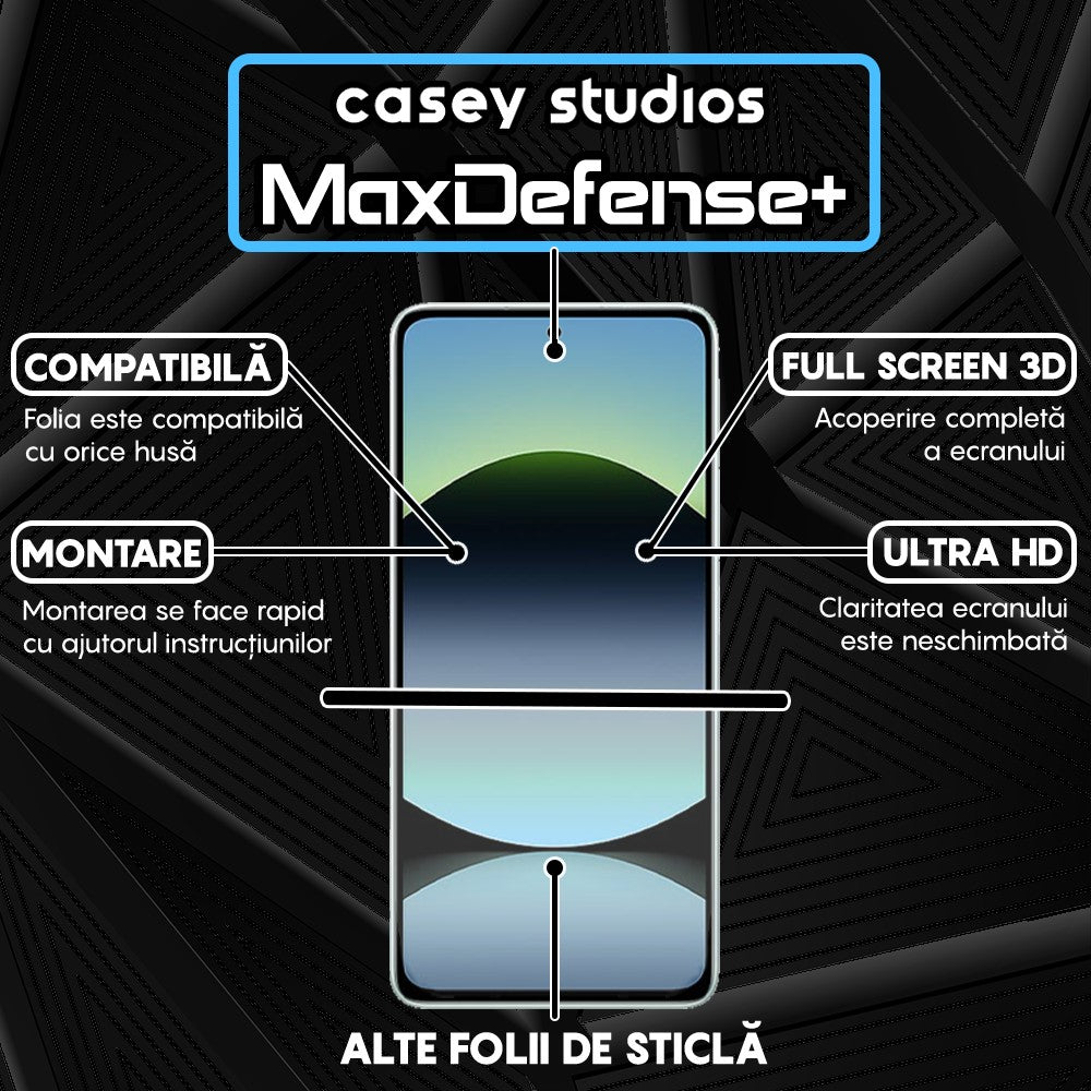 Folie Sticla MaxDefense+ - Xiaomi Redmi Note 14 5G - Negru