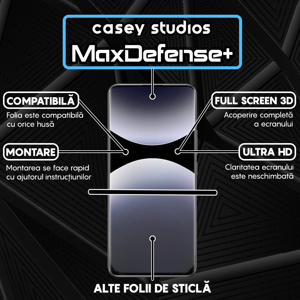 Folie Sticla MaxDefense+ - Xiaomi Redmi Note 14 Pro 5G - Clear