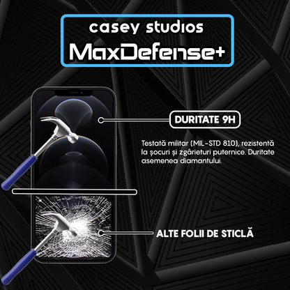 Folie Sticla MaxDefense+ - iPhone 12/12 Pro - Negru