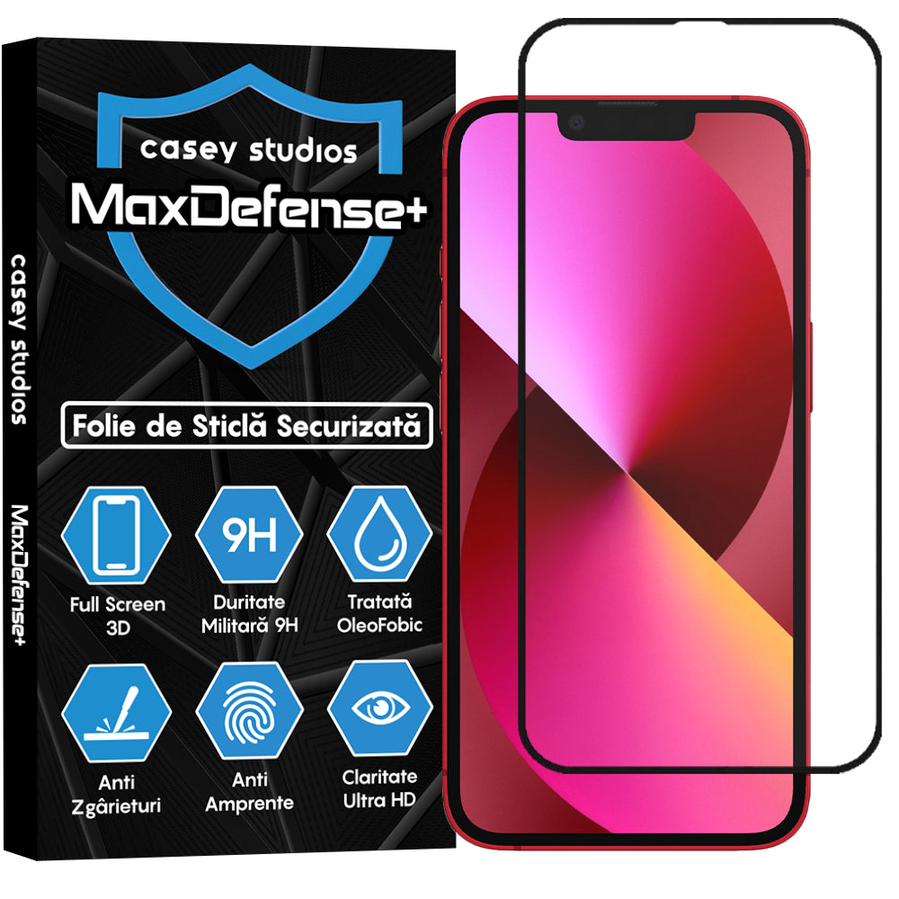 Folie Sticla MaxDefense+ - iPhone 13 Mini - Negru