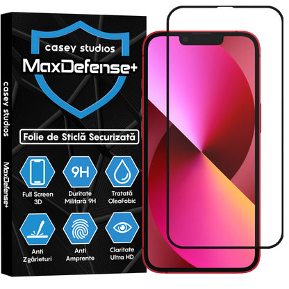 Folie Sticla MaxDefense+ - iPhone 13 Mini - Negru
