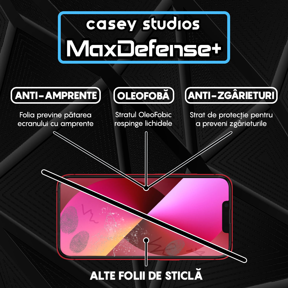 Folie Sticla MaxDefense+ - iPhone 13 Mini - Negru