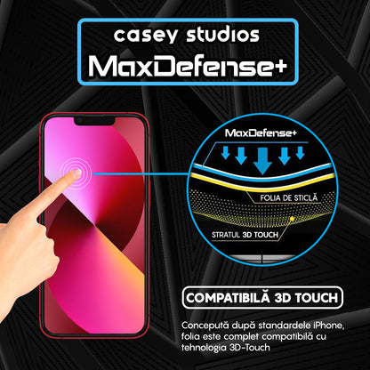 Folie Sticla MaxDefense+ - iPhone 13 Mini - Negru