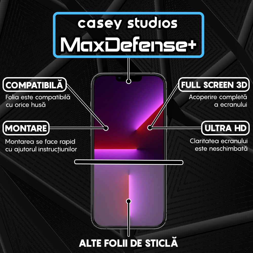 Folie Sticla MaxDefense+ - iPhone 13 Pro Max - Negru