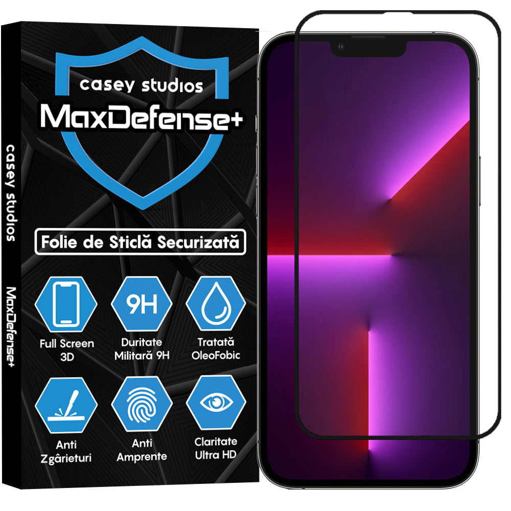 Folie Sticla MaxDefense+ - iPhone 13 Pro Max - Negru