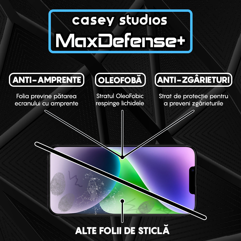 Folie Sticla MaxDefense+ - iPhone 14 - Negru