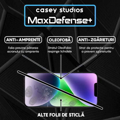 Folie Sticla MaxDefense+ - iPhone 14 - Negru