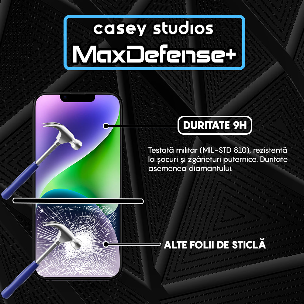 Folie Sticla MaxDefense+ - iPhone 14 - Negru