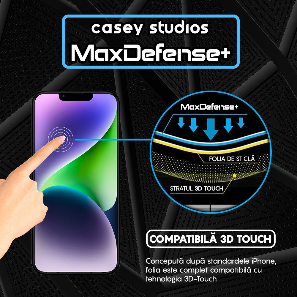 Folie Sticla MaxDefense+ - iPhone 14 - Negru