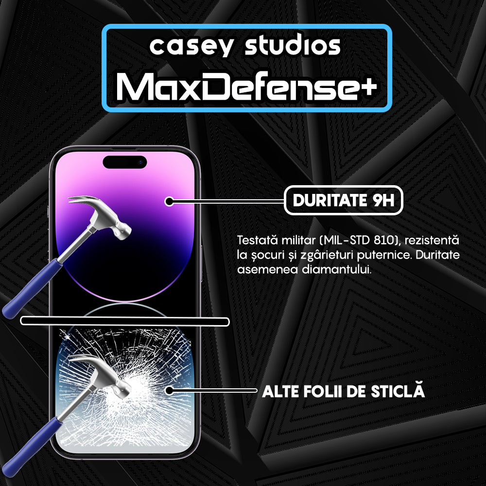 Folie Sticla MaxDefense+ - iPhone 14 Pro - Negru