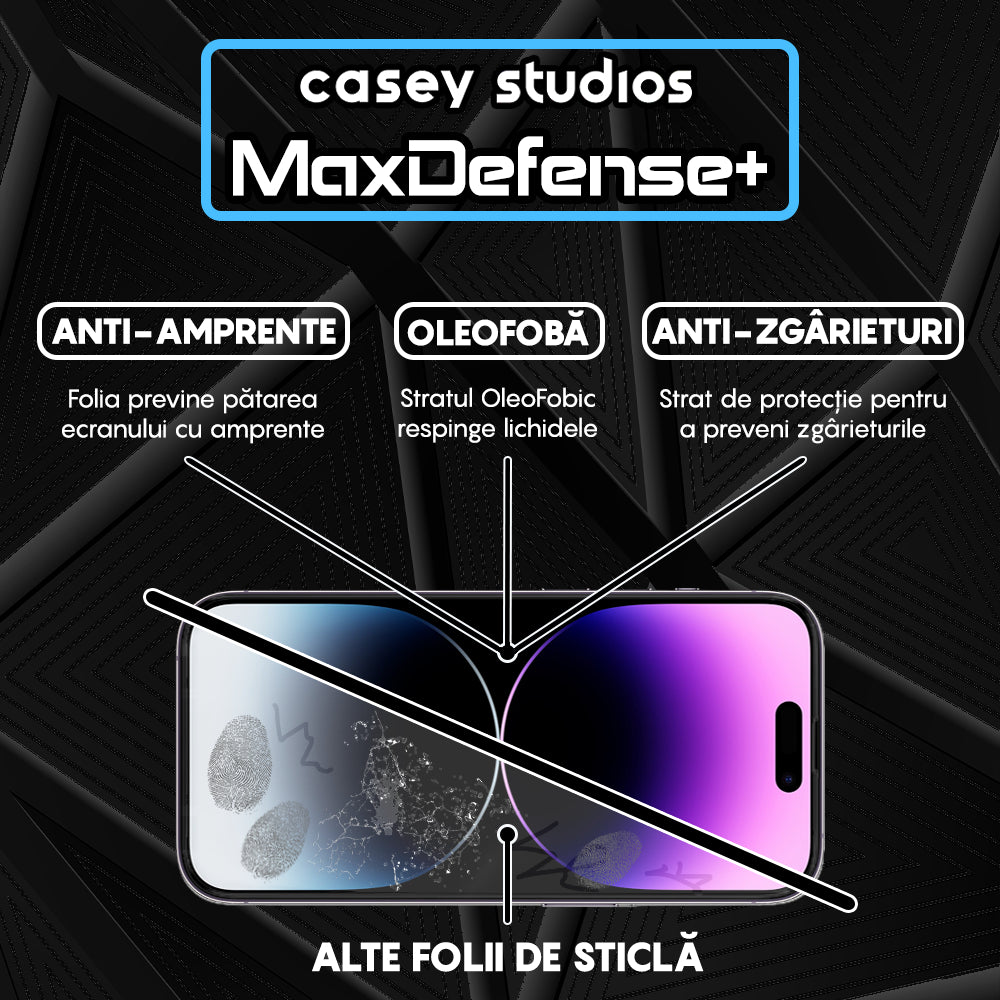 Folie Sticla MaxDefense+ - iPhone 14 Pro - Negru