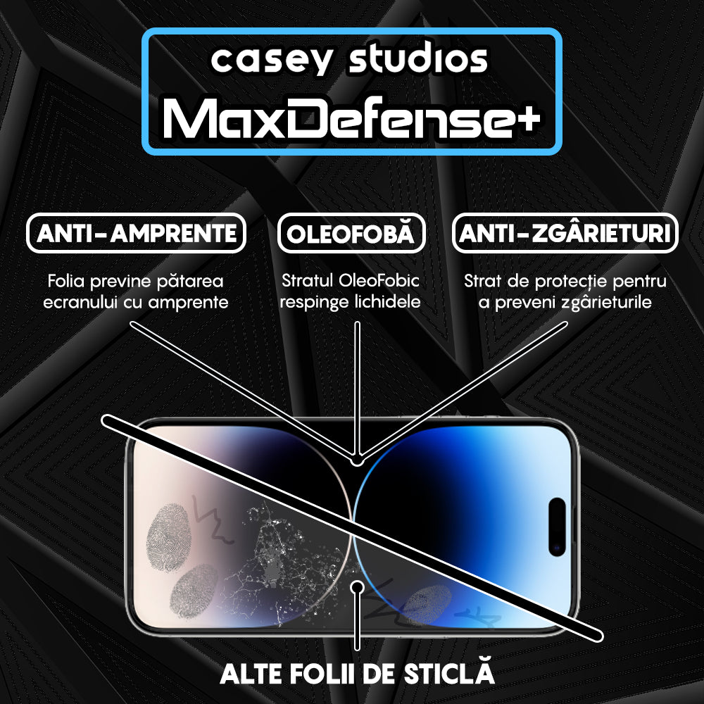 Folie Sticla MaxDefense+ - iPhone 14 Pro Max - Negru