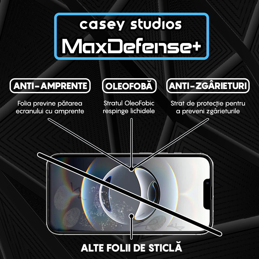 Folie Sticla MaxDefense+ - iPhone 16e - Negru