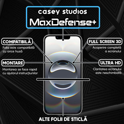 Folie Sticla MaxDefense+ - iPhone 16e - Matte Negru