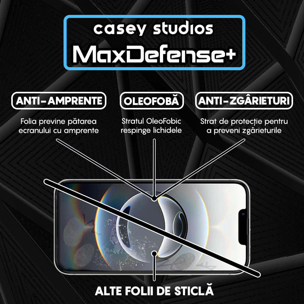 Folie Sticla MaxDefense+ - iPhone 16e - Matte Negru