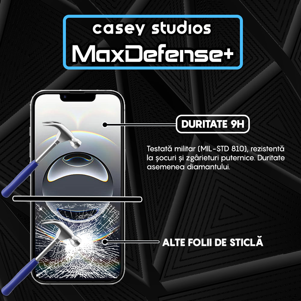 Folie Sticla MaxDefense+ - iPhone 16e - Negru