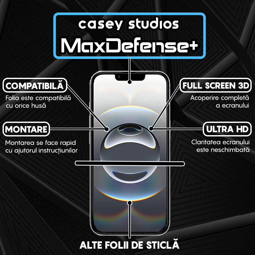 Folie Sticla MaxDefense+ - iPhone 16e - Negru