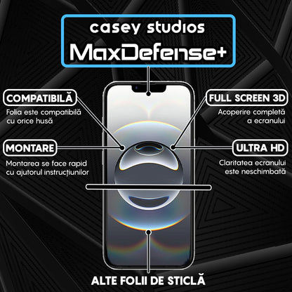 Folie Sticla MaxDefense+ - iPhone 16e - Negru