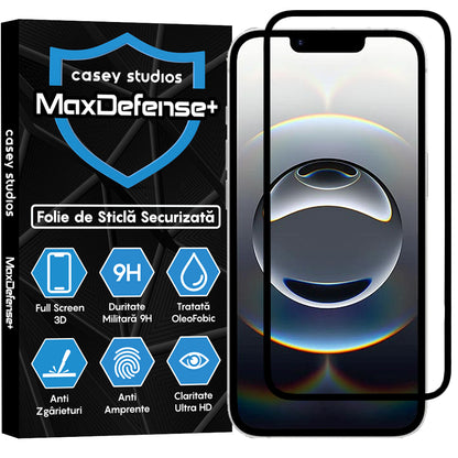 Folie Sticla MaxDefense+ - iPhone 16e - Negru