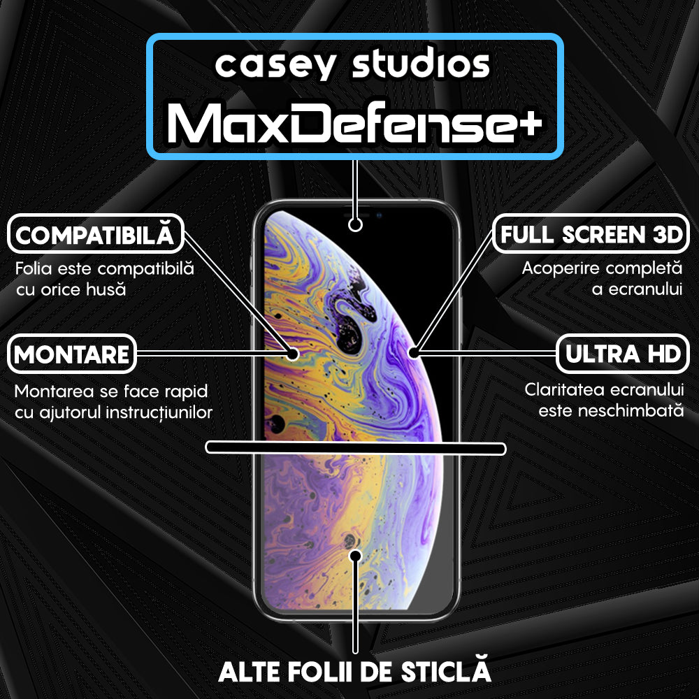 Folie Sticla MaxDefense+ - iPhone XR/11 - Negru