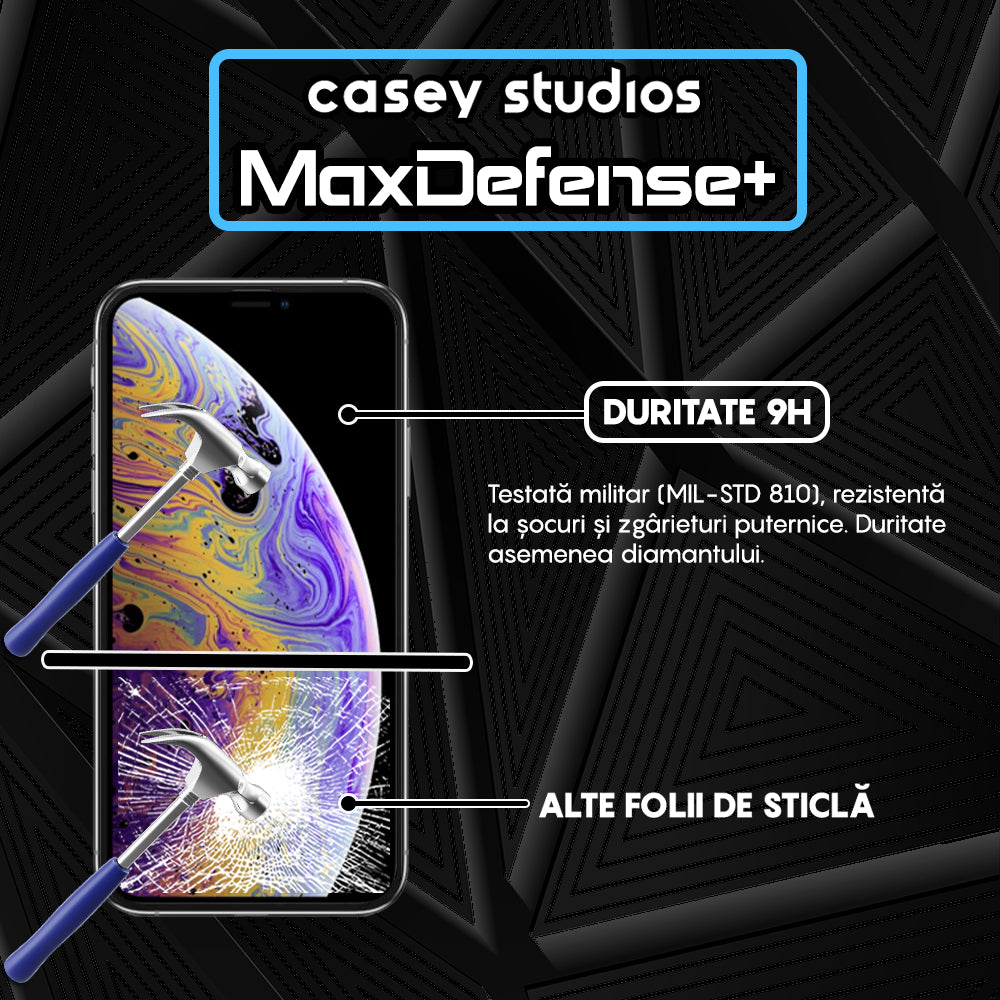 Folie Sticla MaxDefense+ - iPhone XR/11 - Negru
