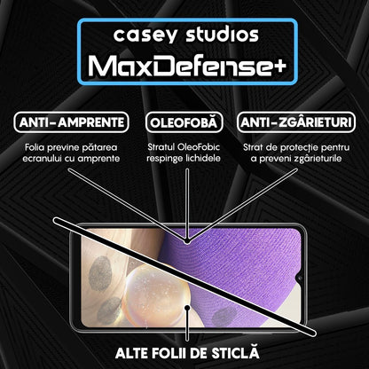 Folie Sticla MaxDefense+ - Samsung Galaxy A32 5G/A12 NACHO/A12/M12/A02/F12/M02 - Negru