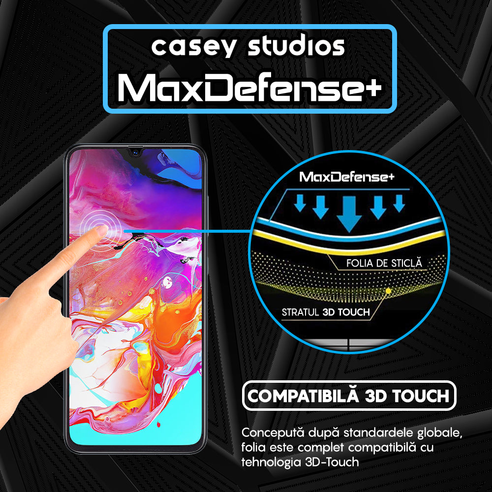 Folie Sticla MaxDefense+ - Samsung Galaxy A70/A70s - Negru