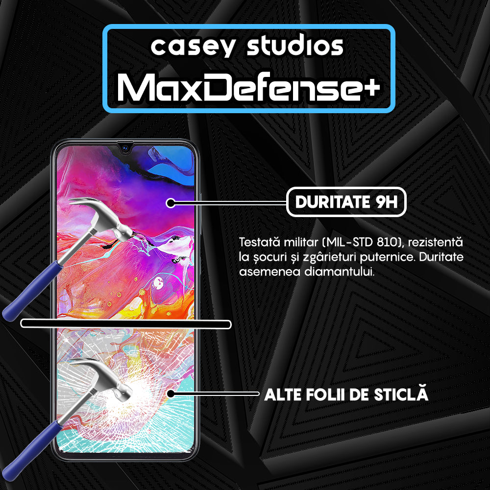 Folie Sticla MaxDefense+ - Samsung Galaxy A70/A70s - Negru