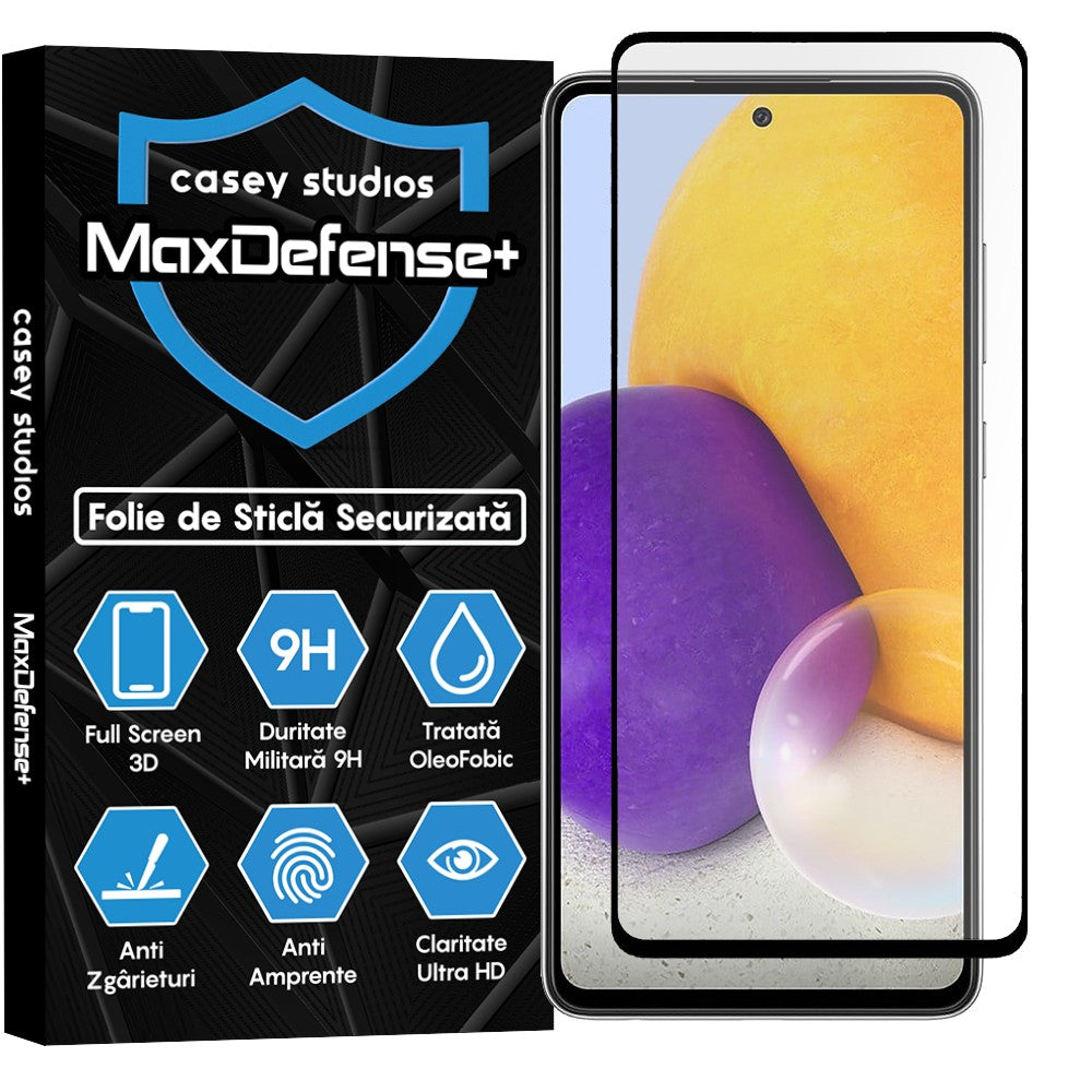 Folie Sticla MaxDefense+ - Samsung Galaxy A72 4G/A72 5G - Negru