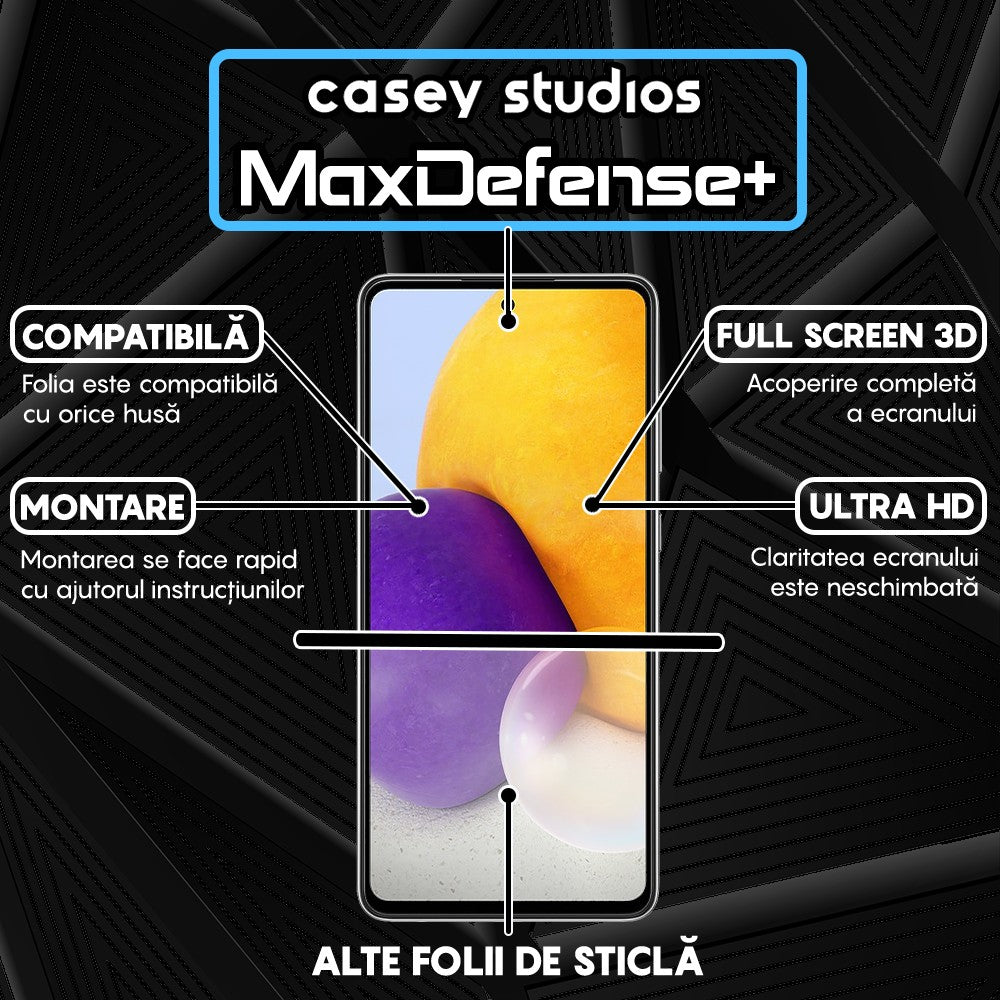 Folie Sticla MaxDefense+ - Samsung Galaxy A72 4G/A72 5G - Negru