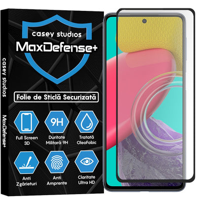Folie Sticla MaxDefense+ - Samsung Galaxy M53 - Negru