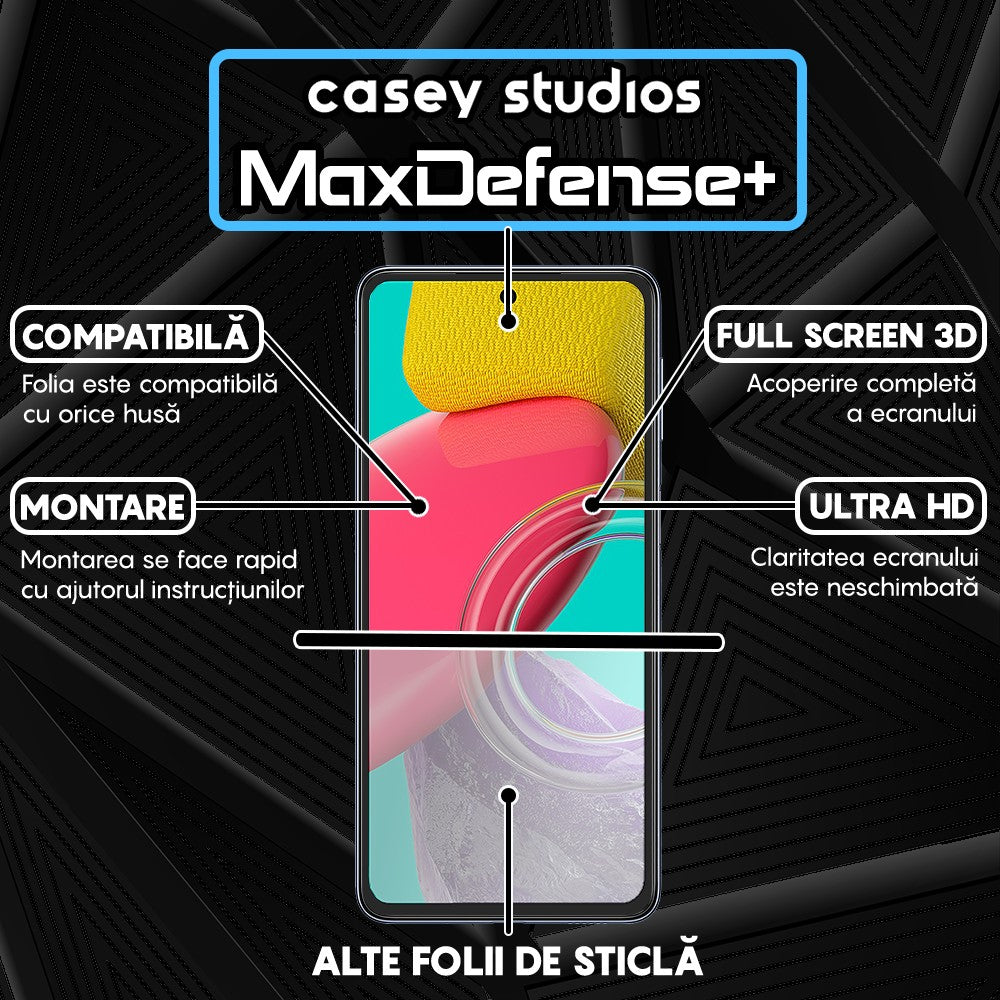 Folie Sticla MaxDefense+ - Samsung Galaxy M53 - Negru