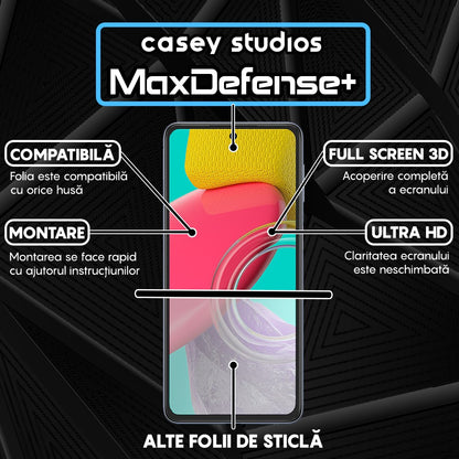 Folie Sticla MaxDefense+ - Samsung Galaxy M53 - Negru