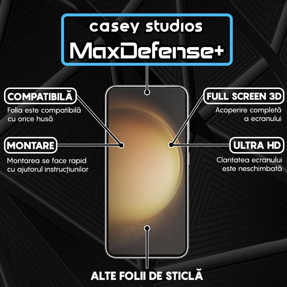 Folie Sticla MaxDefense+ - Samsung Galaxy S23/S22 5G - Negru