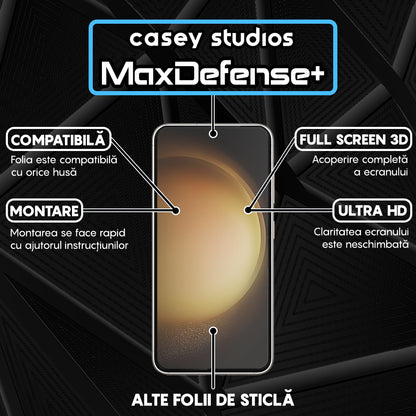 Folie Sticla MaxDefense+ - Samsung Galaxy S23/S22 5G - Negru