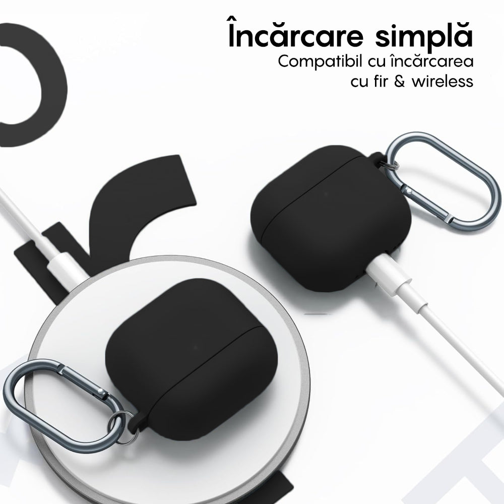 Husa Soft Silicone - AirPods 4 - Negru