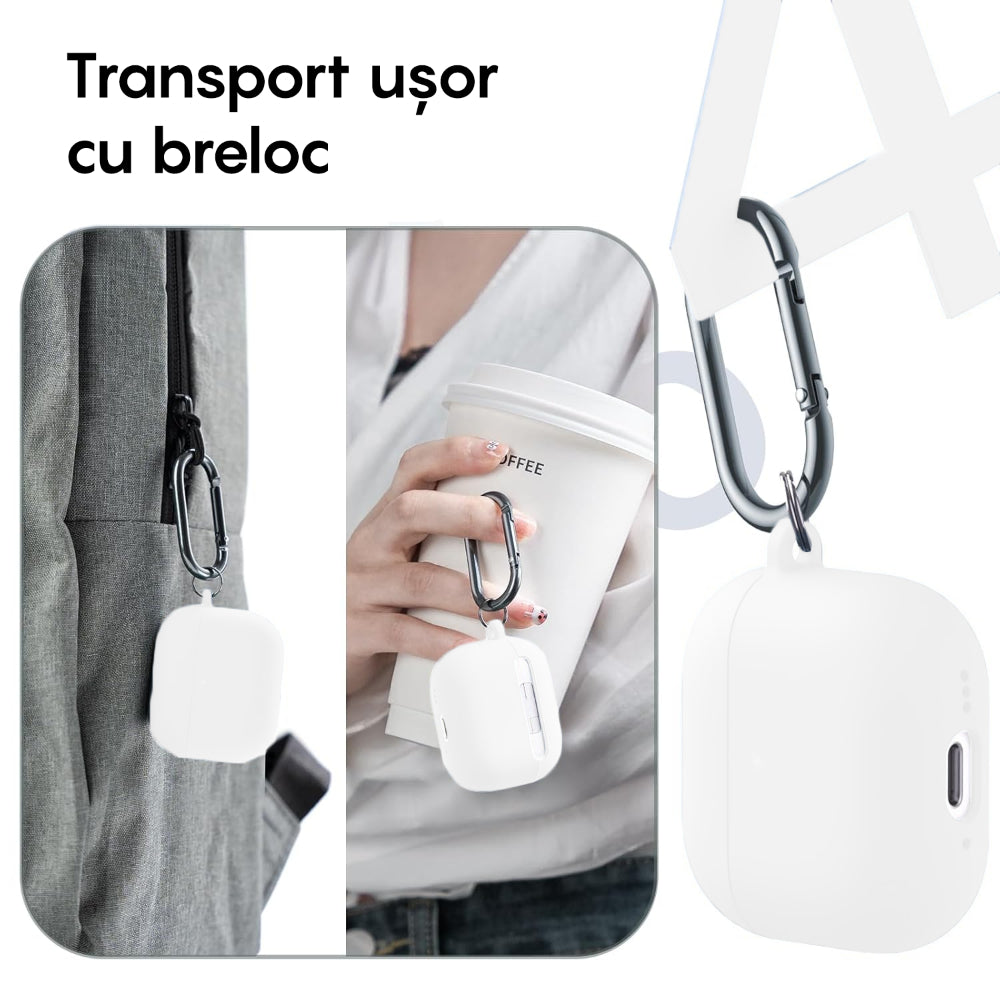 Husa Soft Silicone - AirPods 4 - Alb