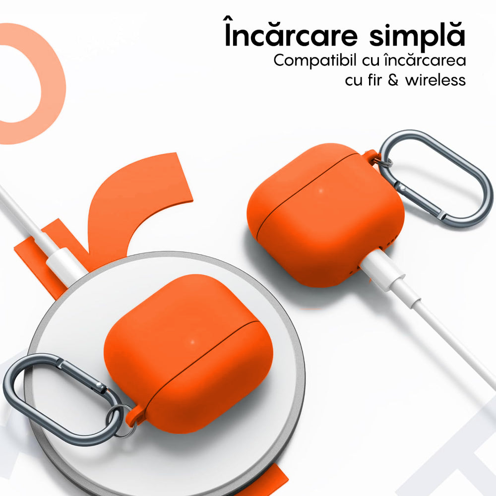 Husa Soft Silicone - AirPods 4 - Portocaliu