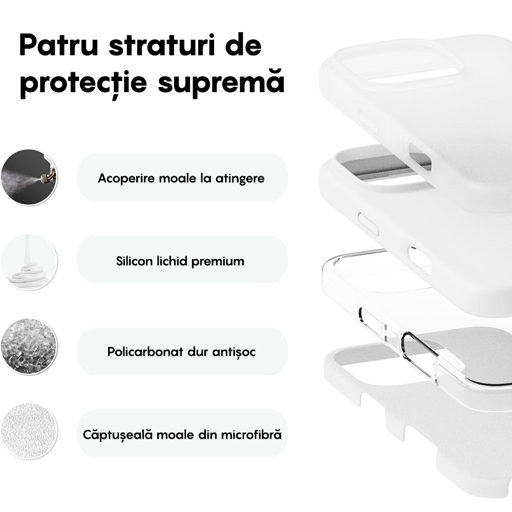 Husa Soft Silicone - iPhone 16 Pro - Alb