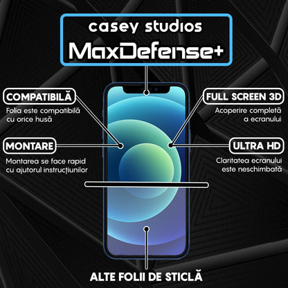 Pachet 2x Folie Sticla MaxDefense+ - iPhone 12 Mini - Negru