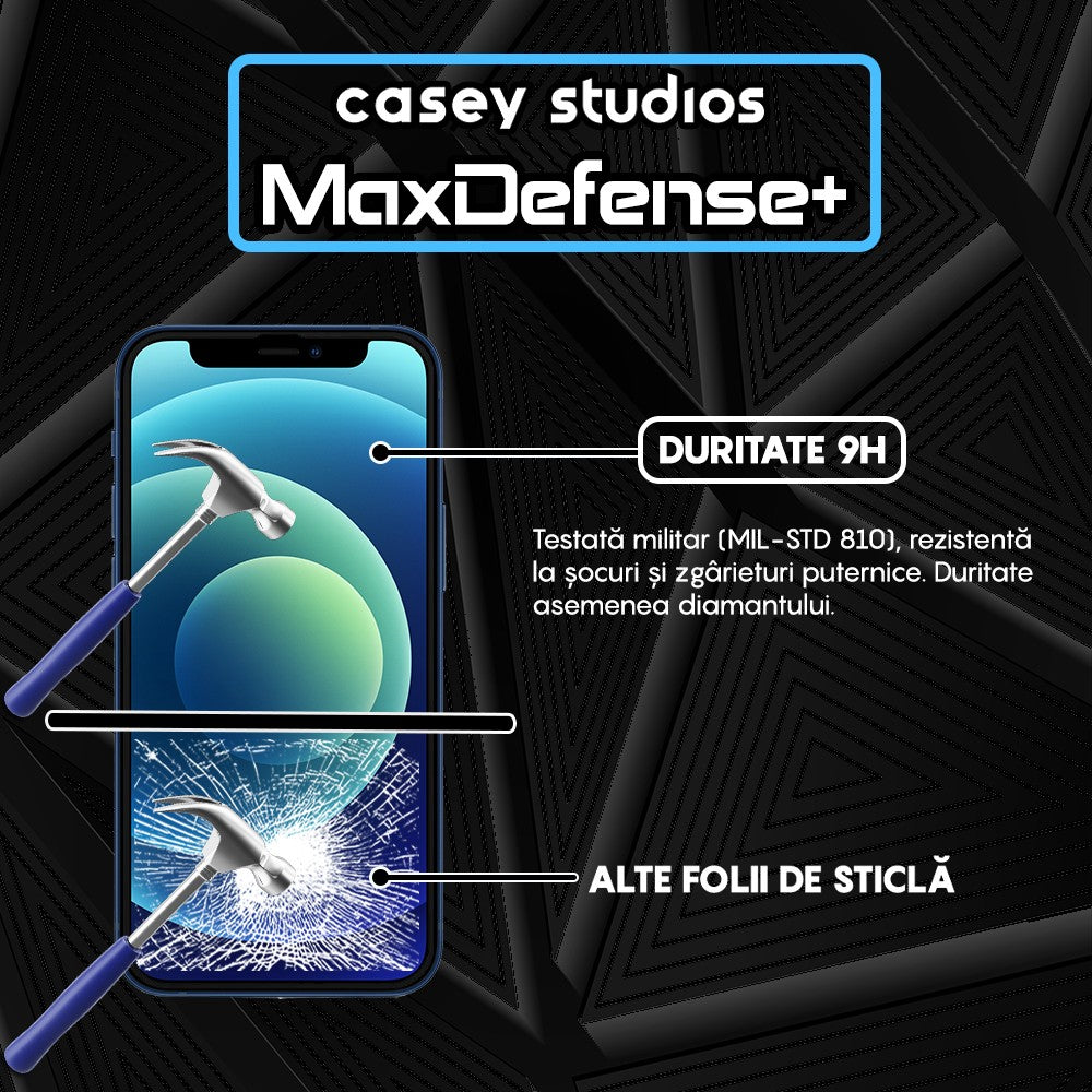 Pachet 2x Folie Sticla MaxDefense+ - iPhone 12 Mini - Negru
