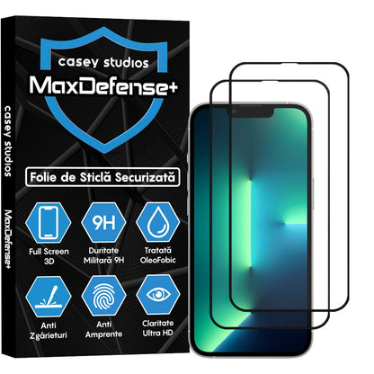Pachet 2x Folie Sticla MaxDefense+ - iPhone 13/13 Pro - Negru