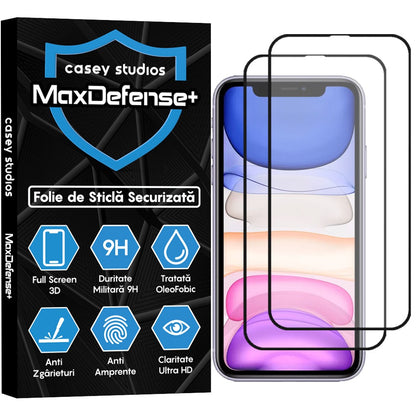 Pachet 2x Folie Sticla MaxDefense+ - iPhone 13 Mini - Negru
