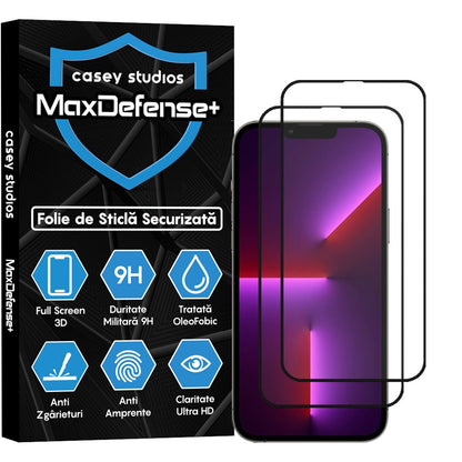 Pachet 2x Folie Sticla MaxDefense+ - iPhone 13 Pro Max - Negru