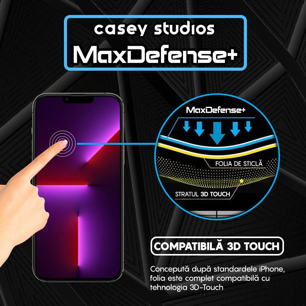 Pachet 2x Folie Sticla MaxDefense+ - iPhone 13 Pro Max - Negru