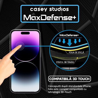 Pachet 2x Folie Sticla MaxDefense+ - iPhone 14 Pro - Negru