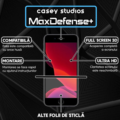 Pachet 2x Folie Sticla MaxDefense+ - iPhone 7 Plus/8 Plus - Negru